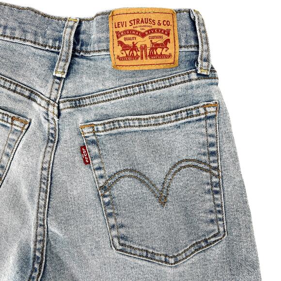 Levi's Wedgie Straight Jeans Shorts 25" Cutoffs Light Wash Grunge Retro Stretch - Picture 6 of 12